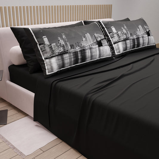 Draps en Coton, Parure de Lit avec Taies d'Oreiller en Impression Numérique Ville 03