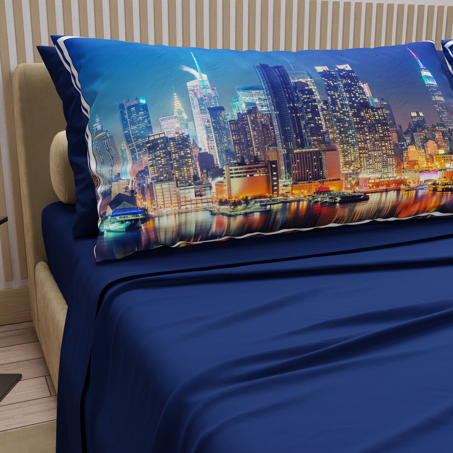 Draps en Coton, Parure de Lit avec Taies d'Oreiller en Impression Digitale Ville 02