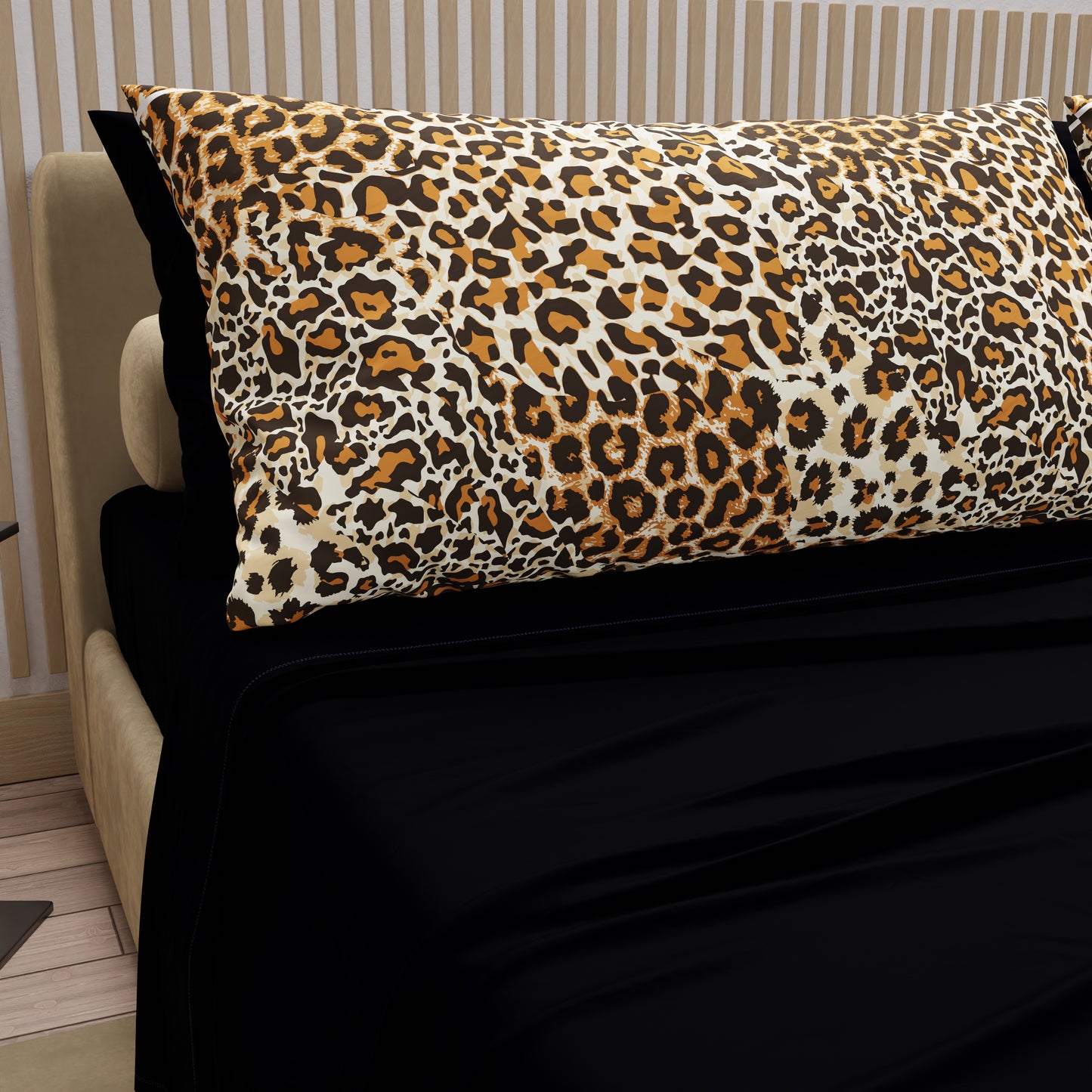 Lenzuola in Cotone, Completo Letto con Federe in Stampa Digitale Animalier Maculato