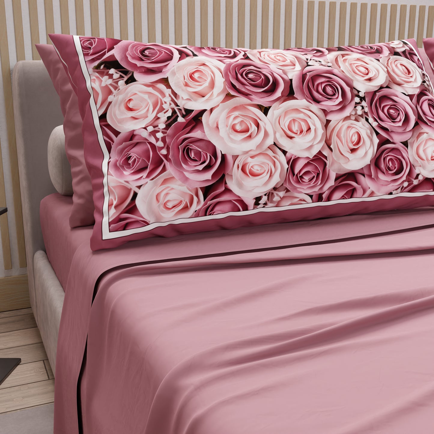 Draps en Coton, Parure de Lit avec Taies d'Oreiller en Impression Numérique Floral 15