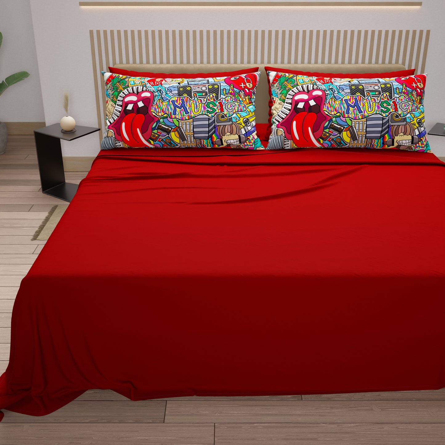 Lenzuola in Cotone, Completo Letto con Federe in Stampa Digitale Murales