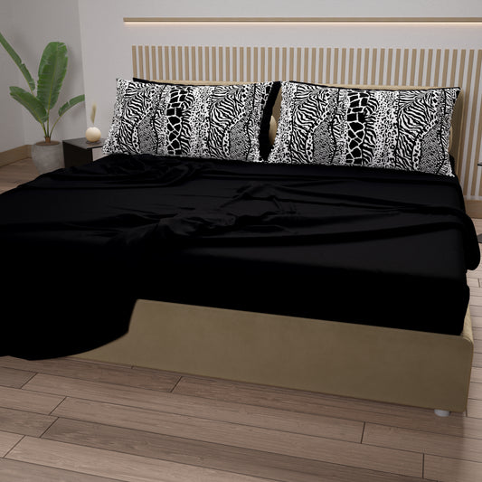Cotton Sheets, Bed Set with Zebra Digital Animal Print Pillowcases