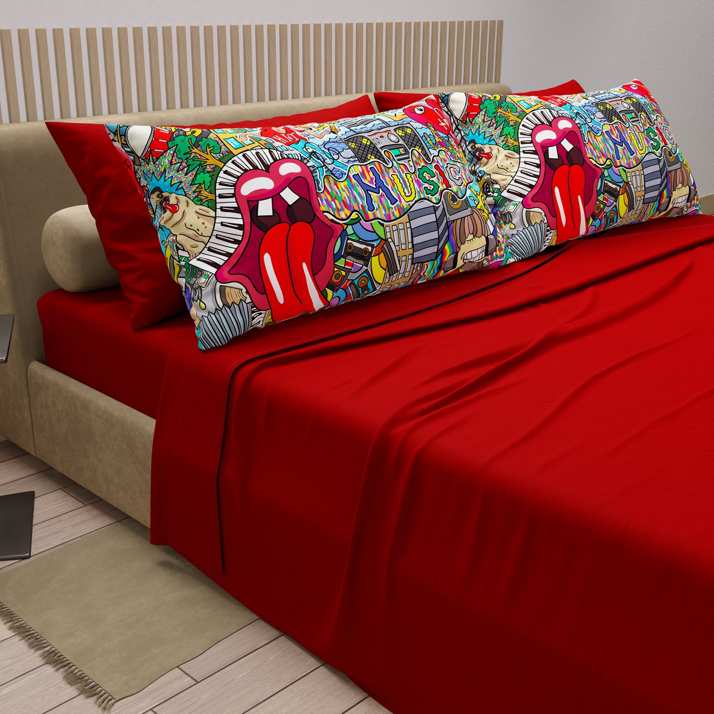 Lenzuola in Cotone, Completo Letto con Federe in Stampa Digitale Murales