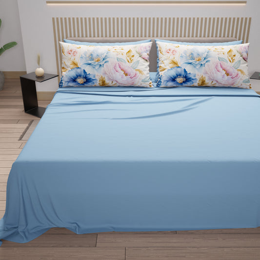 Draps en Coton, Parure de Lit avec Taies d'Oreiller en Impression Numérique Marseille