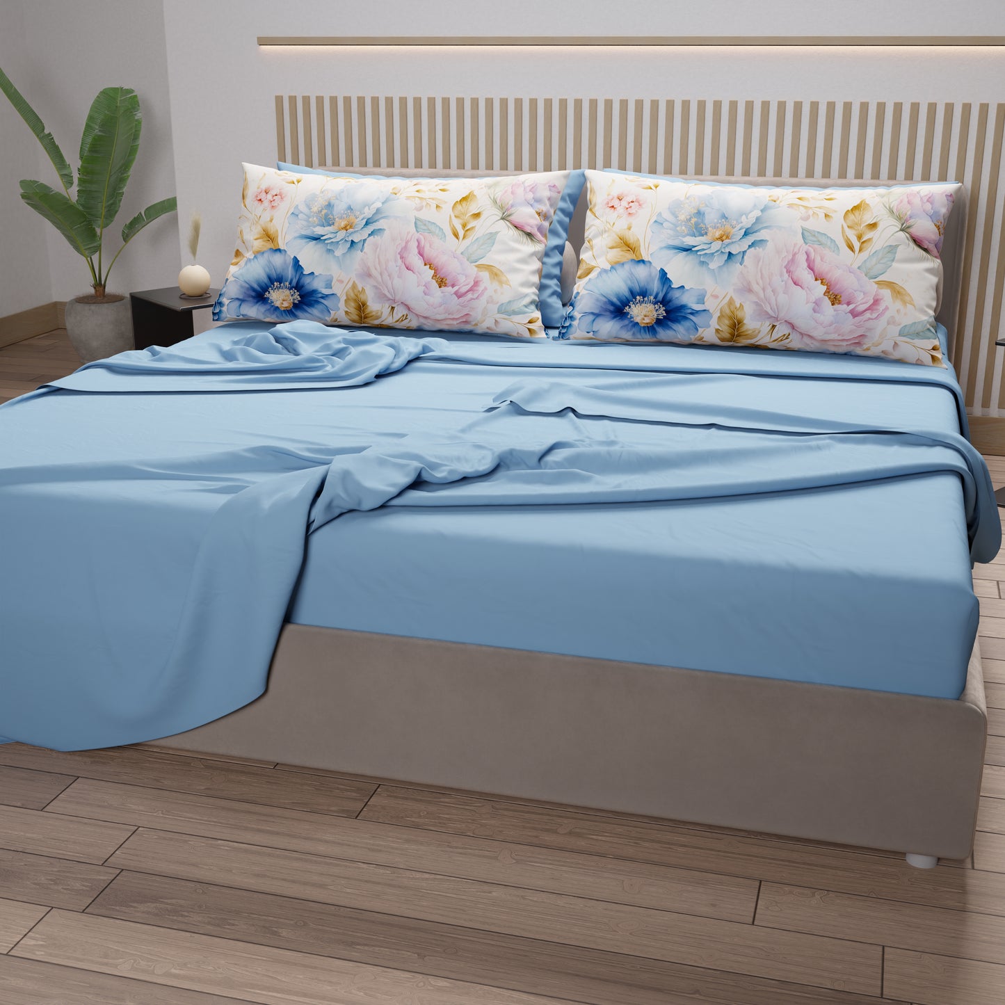 Lenzuola in Cotone, Completo Letto con Federe in Stampa Digitale Marsiglia