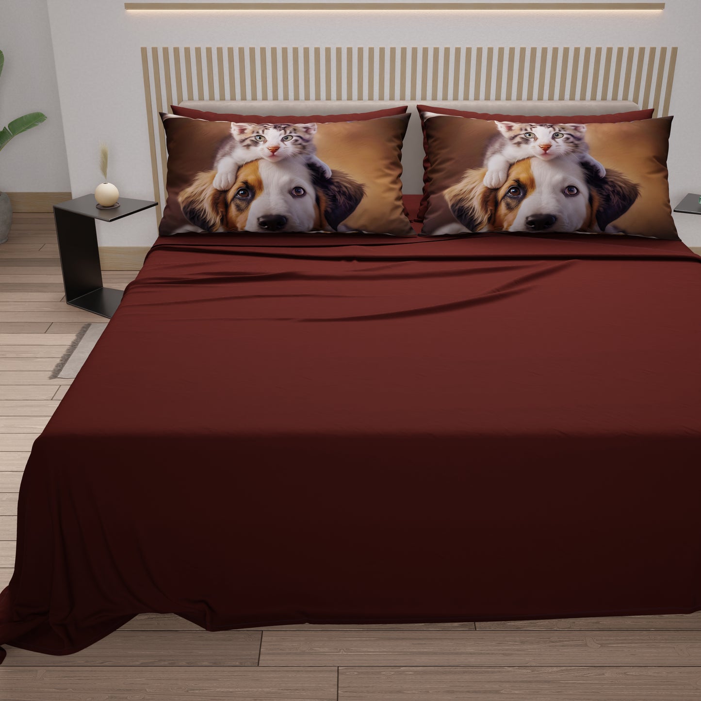 Draps Animaux en Coton, Parure de Lit avec Taies d'Oreiller en Impression Numérique Friends 10