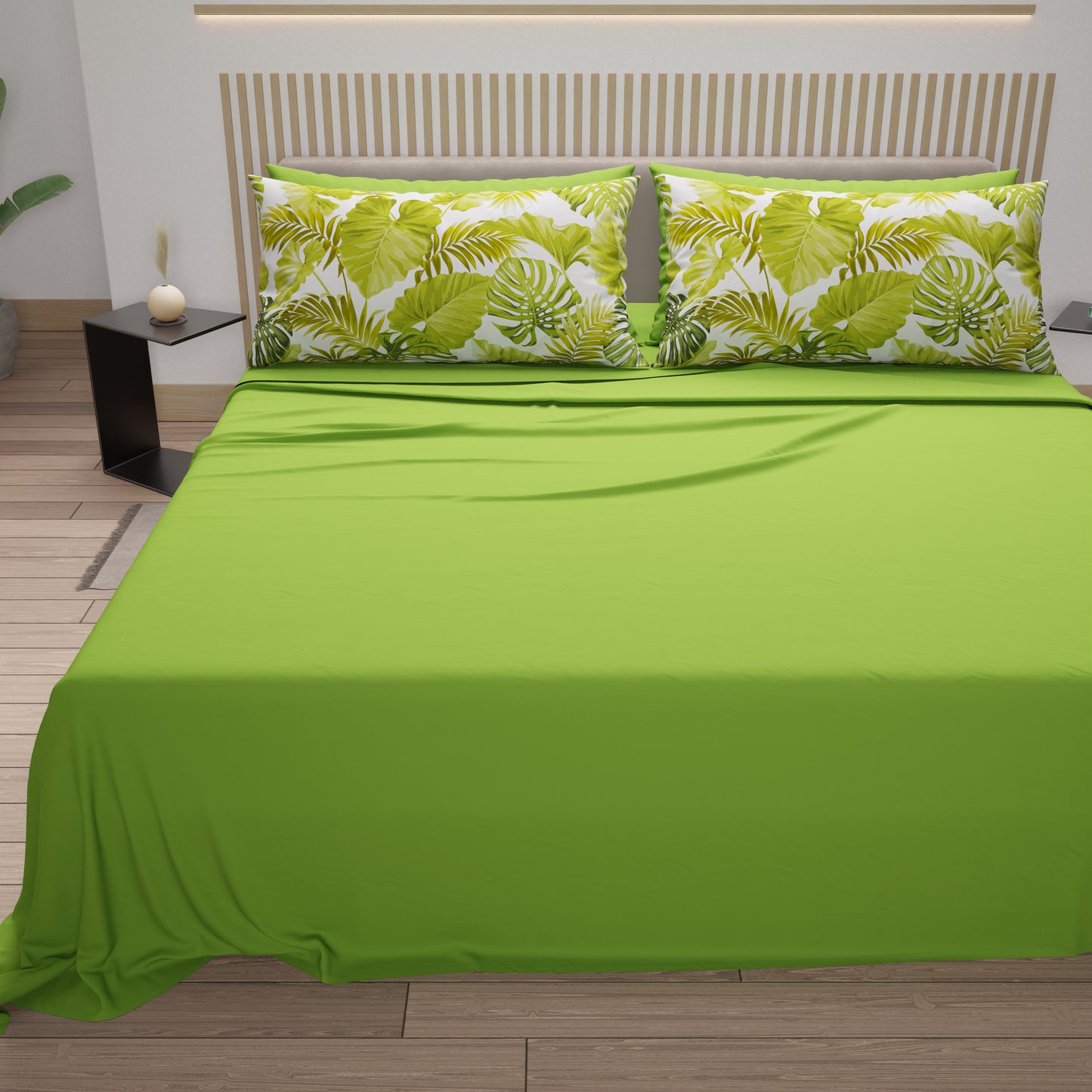 Draps en coton, parure de lit avec taies d'oreiller à impression numérique tropicale 105