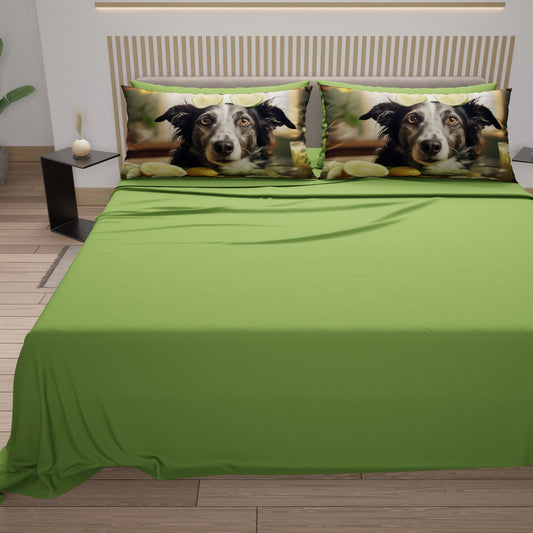 Draps Animaux en Coton, Parure de Lit avec Taies d'Oreiller en Impression Numérique Chien 21