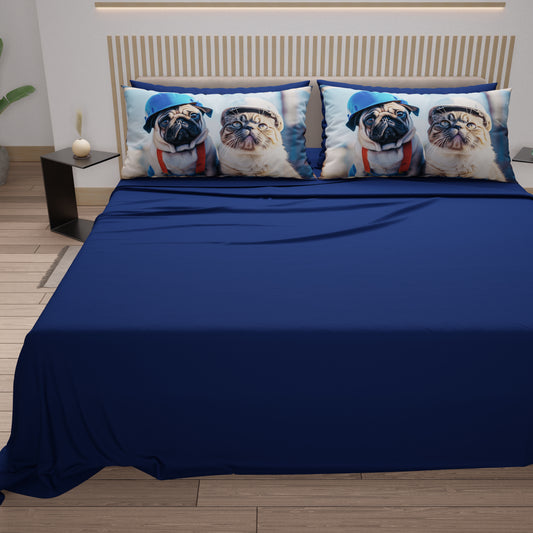 Draps Animaux en Coton, Parure de Lit avec Taies d'Oreiller en Impression Numérique Chien 18