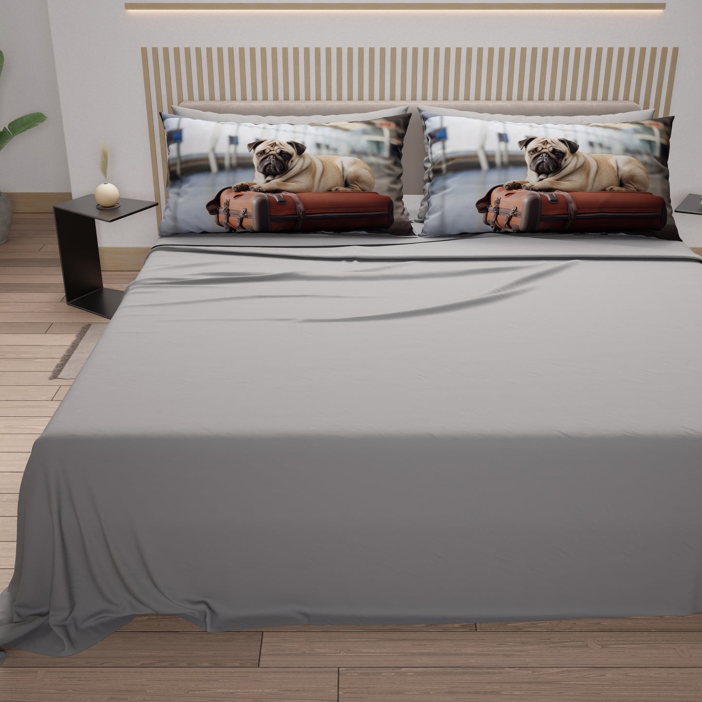 Draps Animaux en Coton, Parure de Lit avec Taies d'Oreiller en Impression Numérique Chien 15