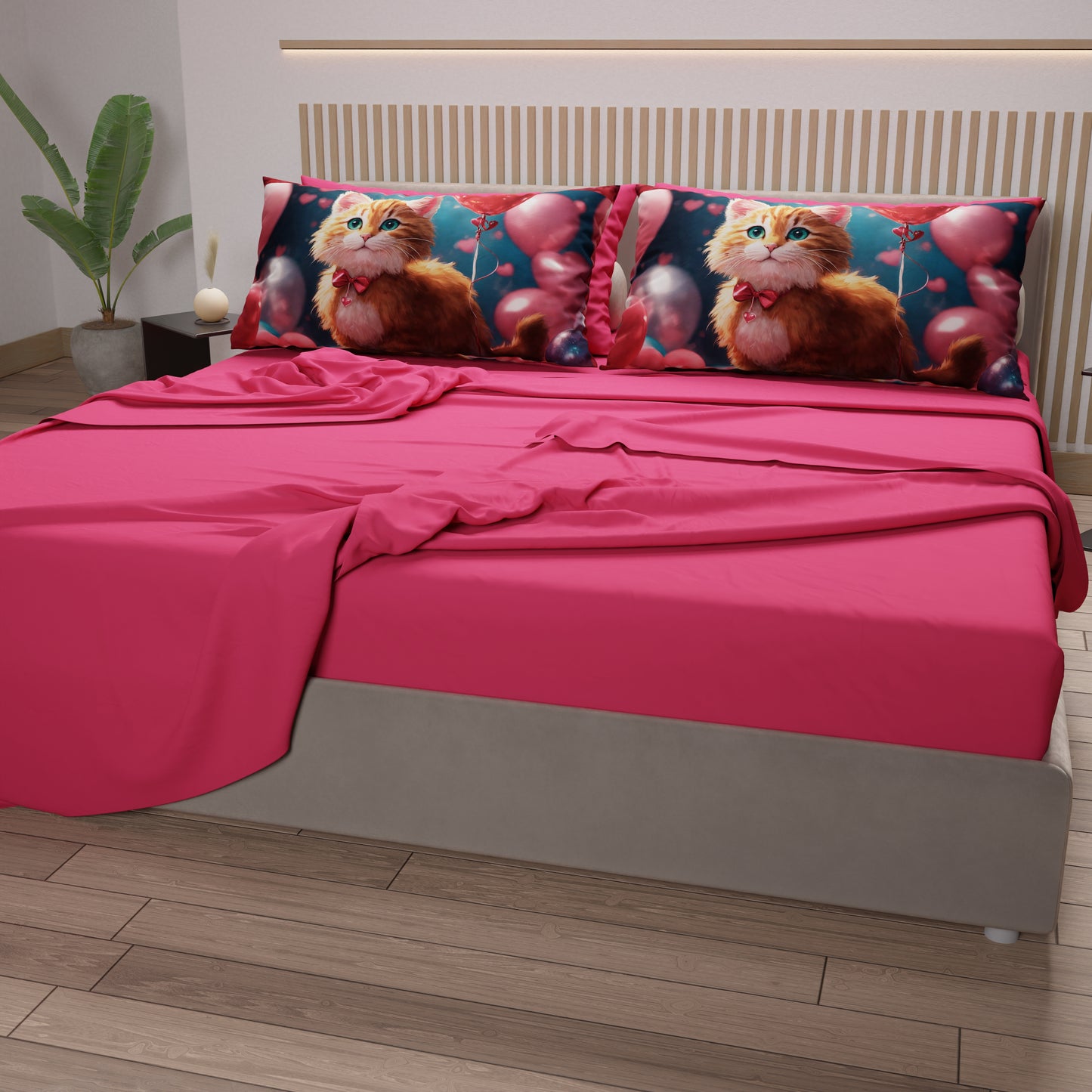 Lenzuola Animali in Cotone, Completo Letto con Federe in Stampa Digitale  Cats 11