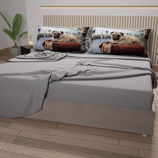 Draps Animaux en Coton, Parure de Lit avec Taies d'Oreiller en Impression Numérique Chien 15
