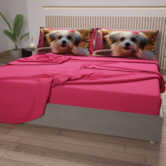 Lenzuola Animali in Cotone, Completo Letto con Federe in Stampa Digitale Dog 20