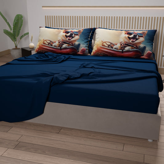 Draps Animaux en Coton, Parure de Lit avec Taies d'Oreiller en Impression Numérique Chien 22