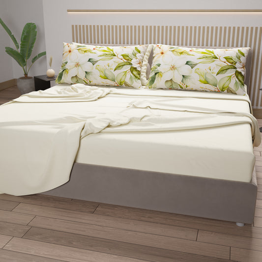 Draps en coton, parure de lit avec taies d'oreiller à impression numérique florale 112