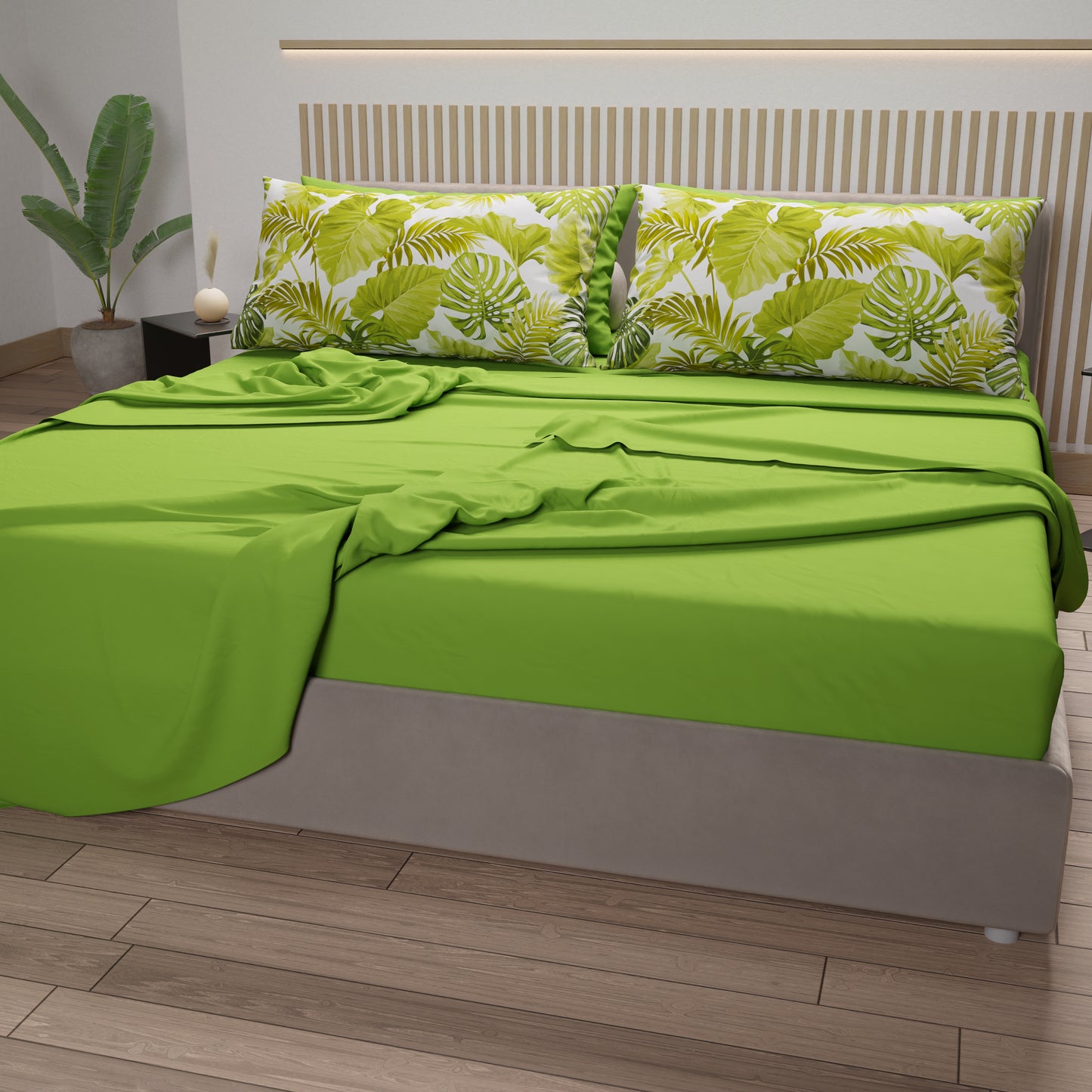 Draps en coton, parure de lit avec taies d'oreiller à impression numérique tropicale 105