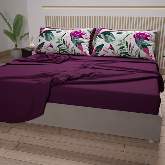 Draps en Coton, Parure de Lit avec Taies d'Oreiller en Impression Digitale Tropical 107