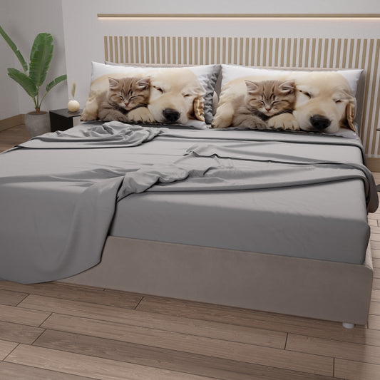 Lenzuola Animali in Cotone, Completo Letto con Federe in Stampa Digitale Friends 12