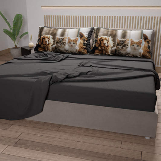 Draps Animaux en Coton, Parure de Lit avec Taies d'Oreiller en Impression Numérique Friends 08