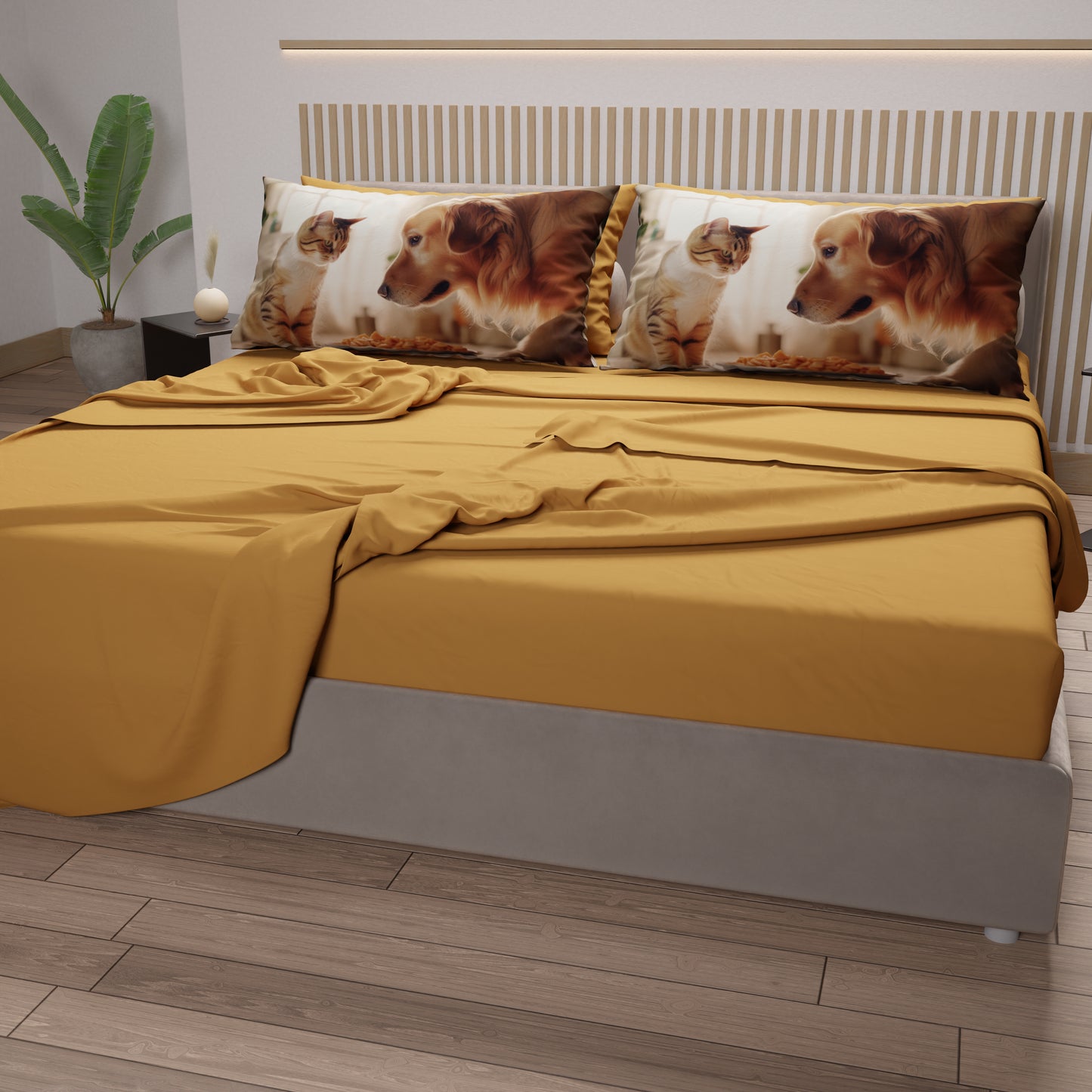 LenzuolaAnimali  in Cotone, Completo Letto con Federe in Stampa Digitale Friends 02