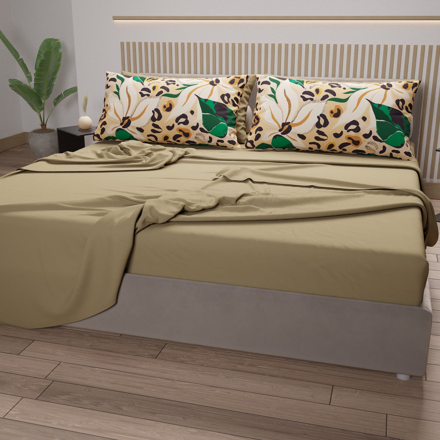 Draps en coton, parure de lit avec taies d'oreiller à impression numérique animalier