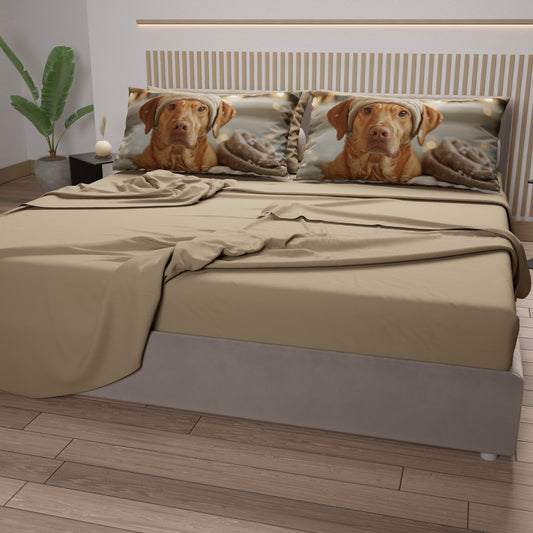 Draps Animaux en Coton, Parure de Lit avec Taies d'Oreiller en Impression Numérique Dog 25
