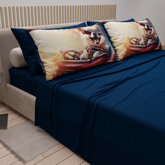 Draps Animaux en Coton, Parure de Lit avec Taies d'Oreiller en Impression Numérique Chien 22