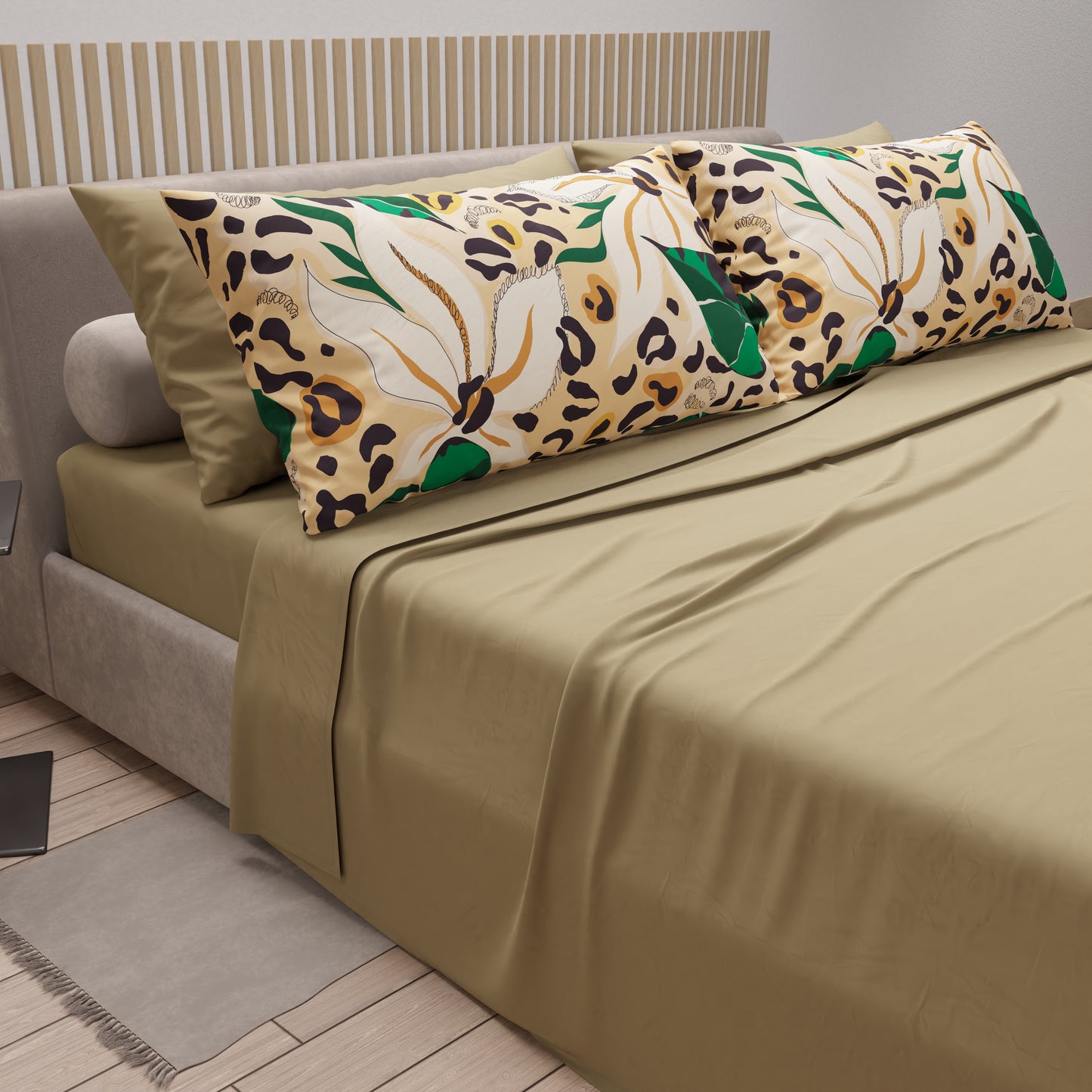 Draps en coton, parure de lit avec taies d'oreiller à impression numérique animalier