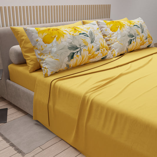 Draps en coton, parure de lit avec taies d'oreiller à impression numérique florale 110