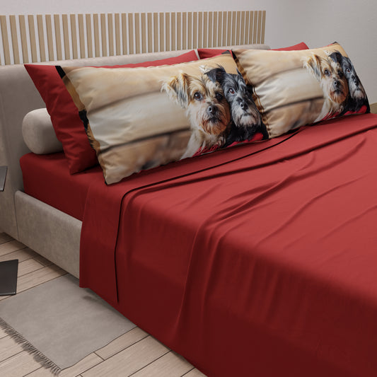 Draps Animaux en Coton, Parure de Lit avec Taies d'Oreiller en Impression Numérique Chien 19