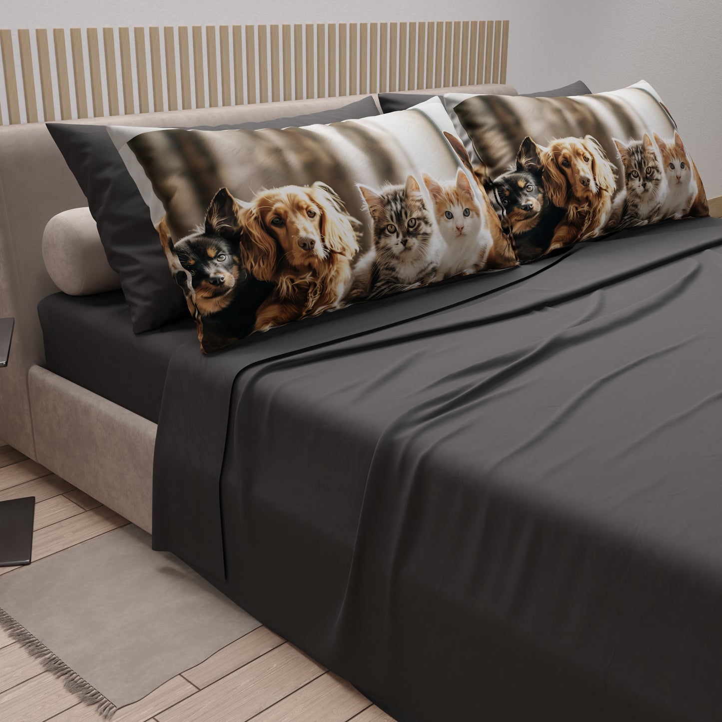 Draps Animaux en Coton, Parure de Lit avec Taies d'Oreiller en Impression Numérique Friends 08