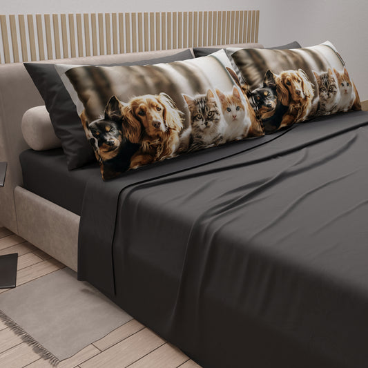 Draps Animaux en Coton, Parure de Lit avec Taies d'Oreiller en Impression Numérique Friends 08