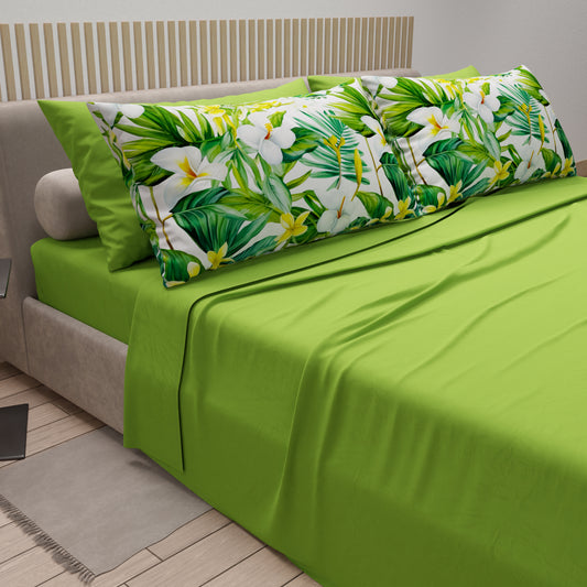 Draps en coton, parure de lit avec taies d'oreiller à impression numérique florale 115