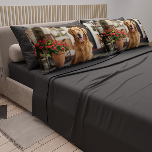 Draps Animaux en Coton, Parure de Lit avec Taies d'Oreiller en Impression Numérique Dog 24