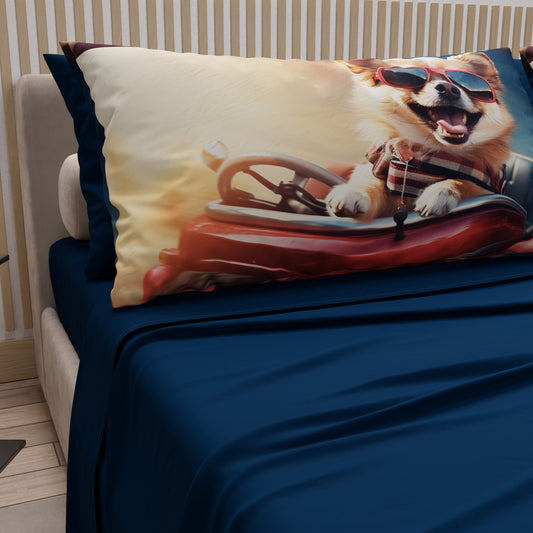 Draps Animaux en Coton, Parure de Lit avec Taies d'Oreiller en Impression Numérique Chien 22