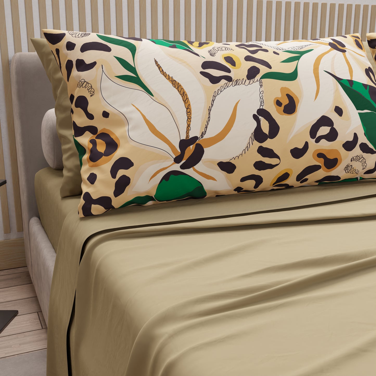 Draps en coton, parure de lit avec taies d'oreiller à impression numérique animalier