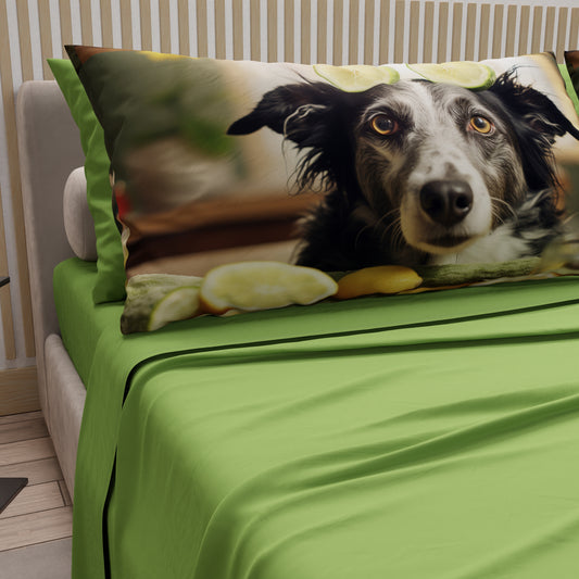 Draps Animaux en Coton, Parure de Lit avec Taies d'Oreiller en Impression Numérique Chien 21