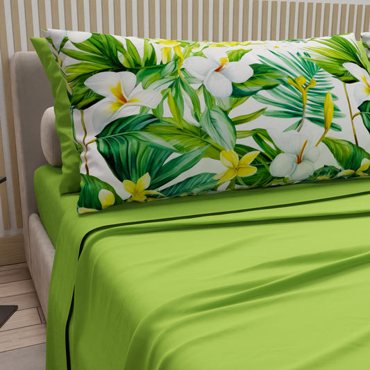 Draps en coton, parure de lit avec taies d'oreiller à impression numérique florale 115