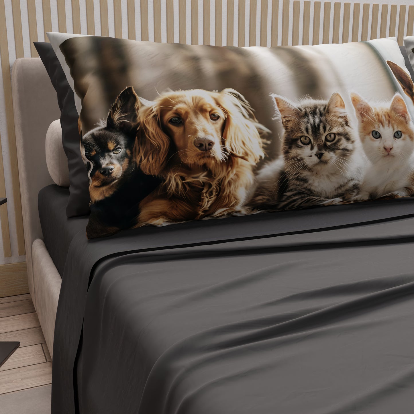 Draps Animaux en Coton, Parure de Lit avec Taies d'Oreiller en Impression Numérique Friends 08