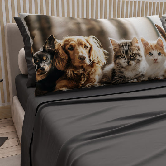 Draps Animaux en Coton, Parure de Lit avec Taies d'Oreiller en Impression Numérique Friends 08