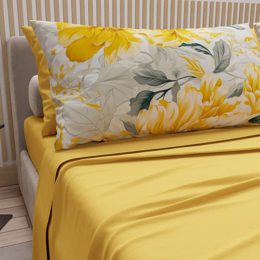 Draps en coton, parure de lit avec taies d'oreiller à impression numérique florale 110