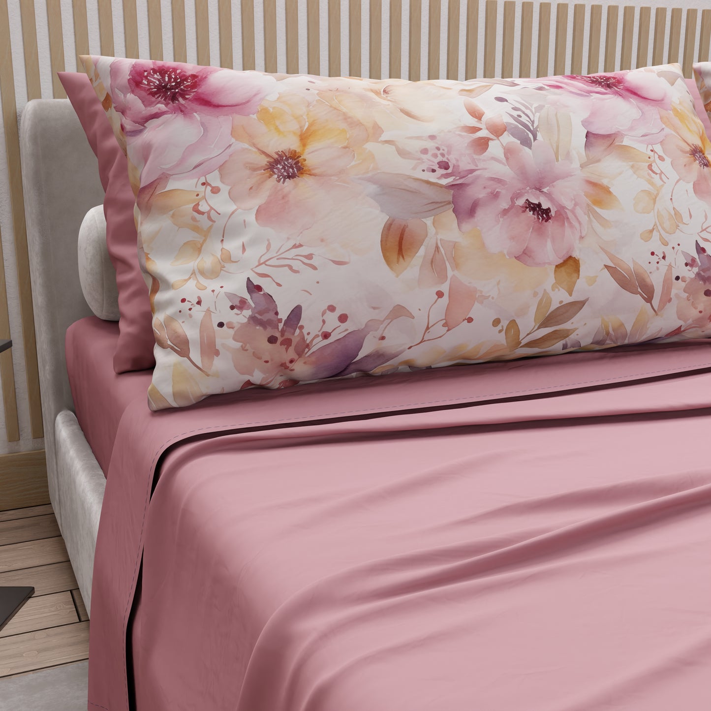 Lenzuola in Cotone, Completo Letto con Federe in Stampa Digitale Floreale F2