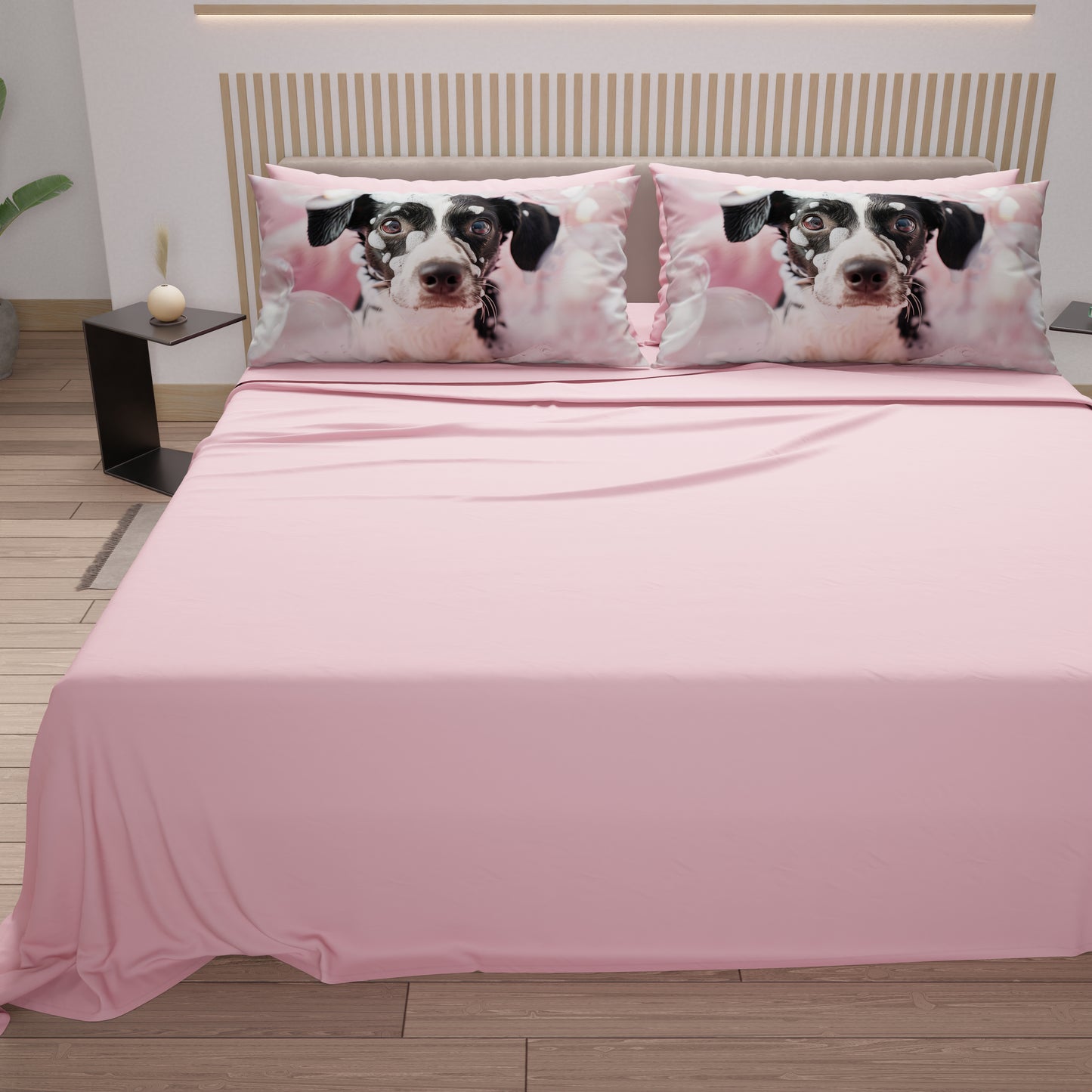 Draps Animaux en Coton, Parure de Lit avec Taies d'Oreiller en Impression Digitale Chiens 09