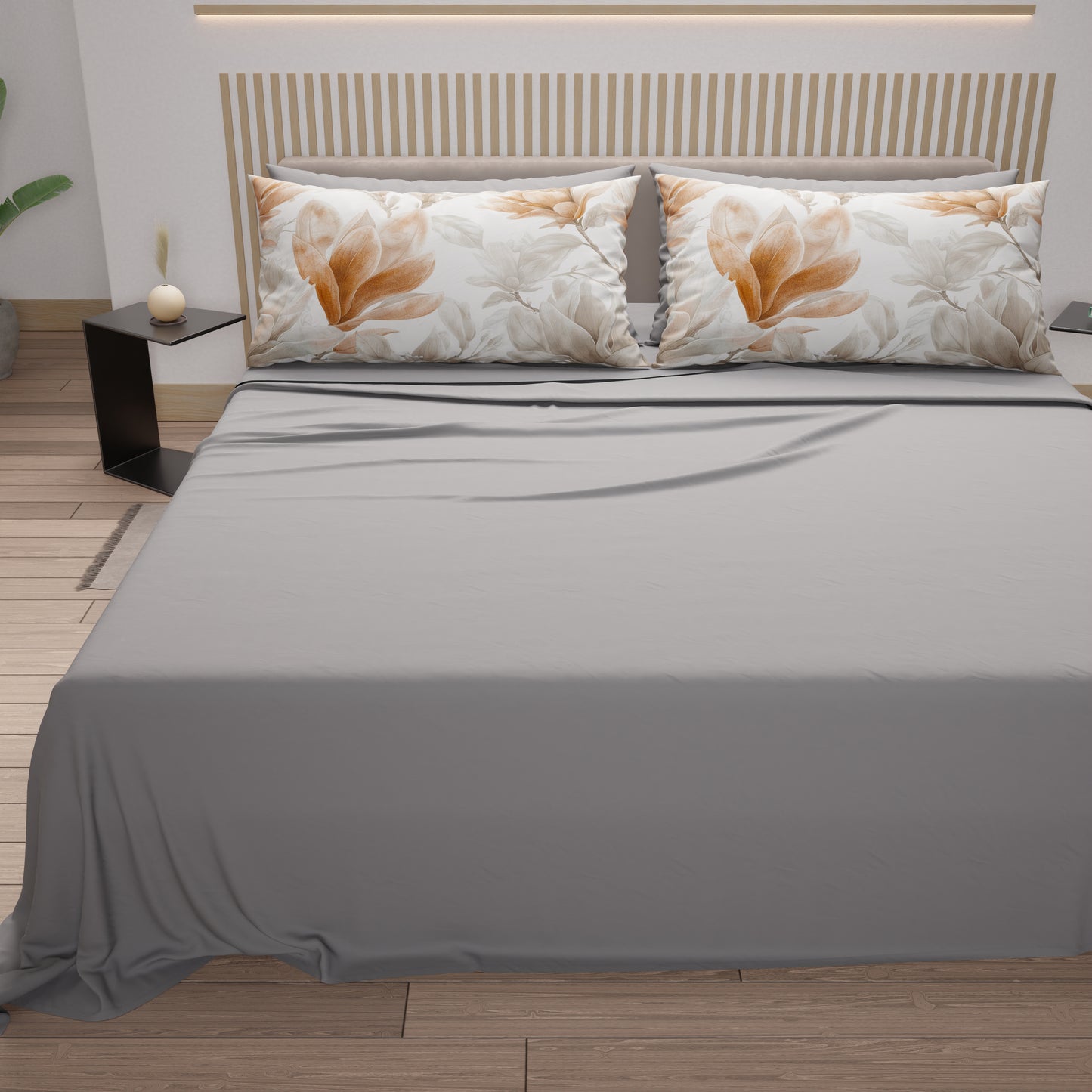 Draps en coton, parure de lit avec taies d'oreiller à impression numérique florale 117