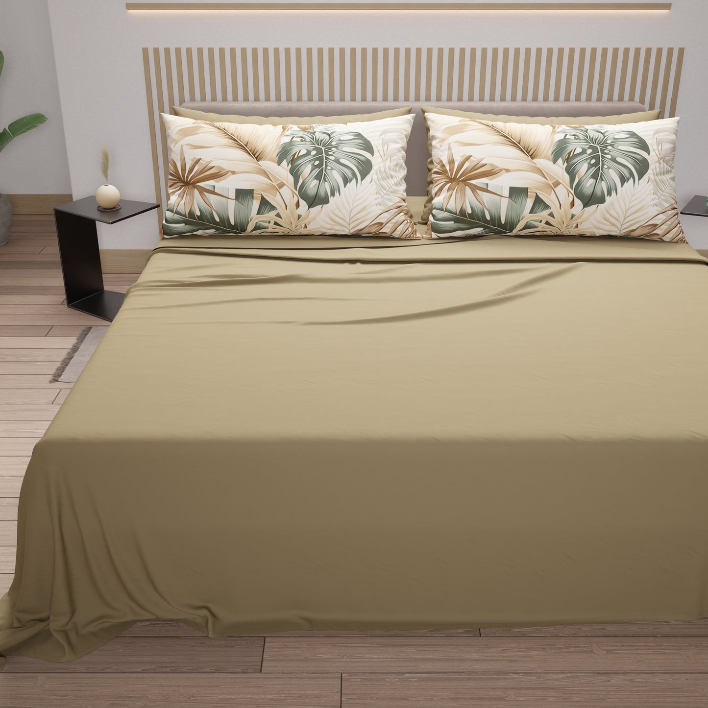 Draps en coton, parure de lit avec taies d'oreiller à impression numérique tropicale 101