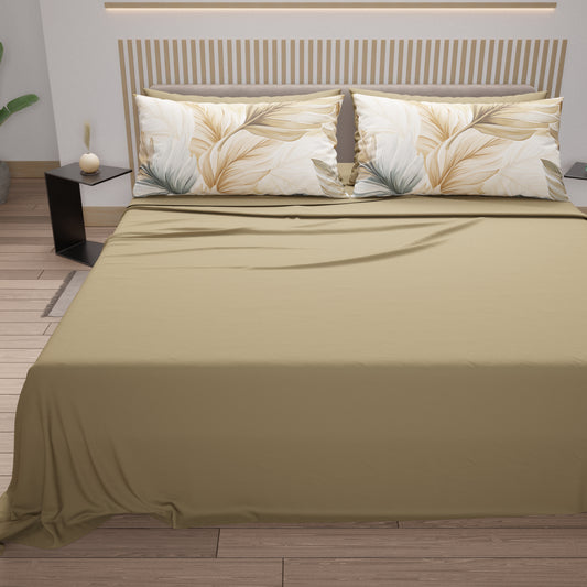 Draps en coton, parure de lit avec taies d'oreiller à impression numérique tropicale 104