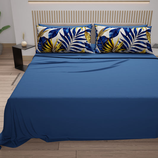 Draps en Coton, Parure de Lit avec Taies d'Oreiller en Impression Digitale Tropical 109