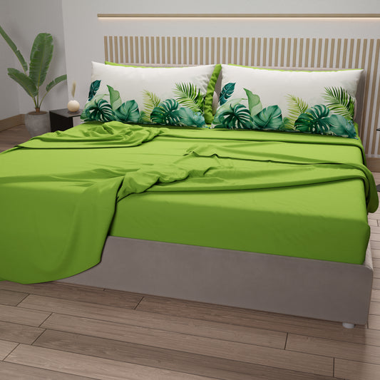 Lenzuola in Cotone, Completo Letto con Federe in Stampa Digitale Tropical 111