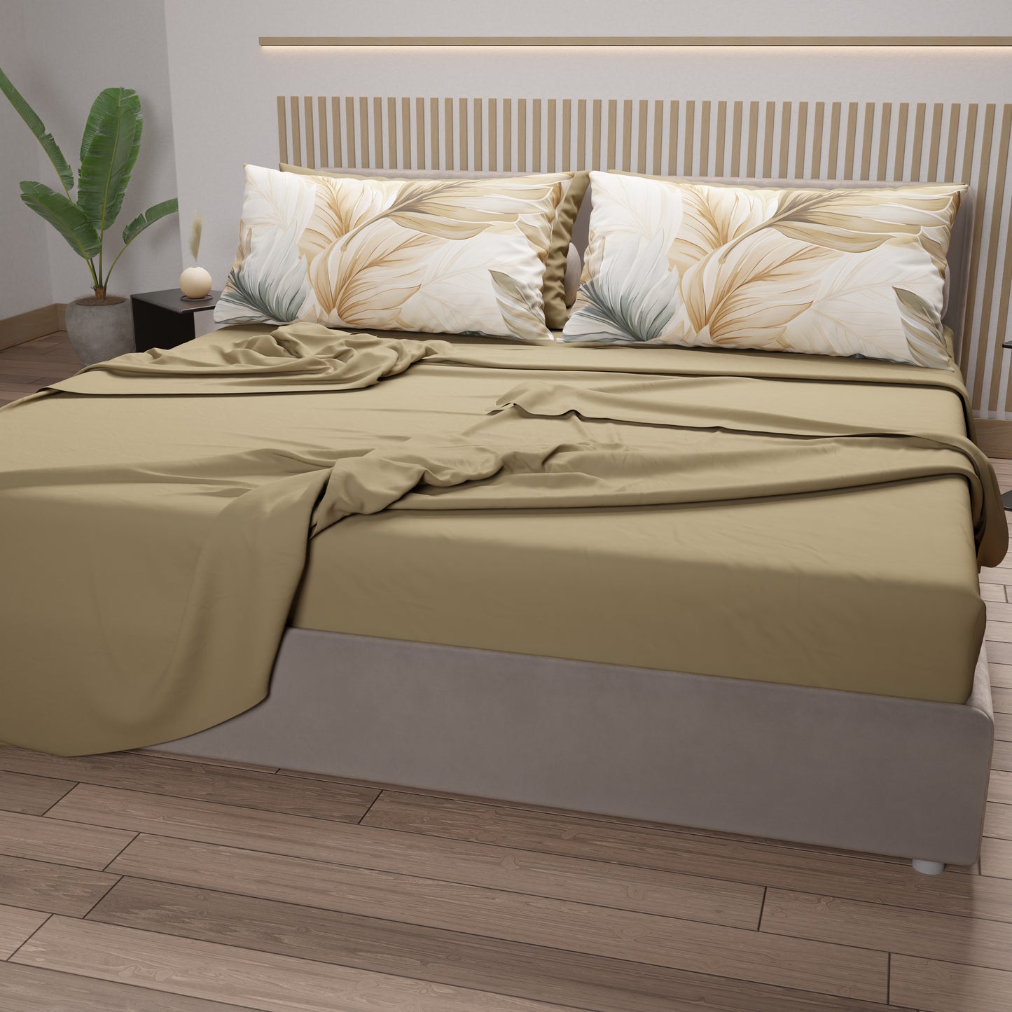 Draps en coton, parure de lit avec taies d'oreiller à impression numérique tropicale 104