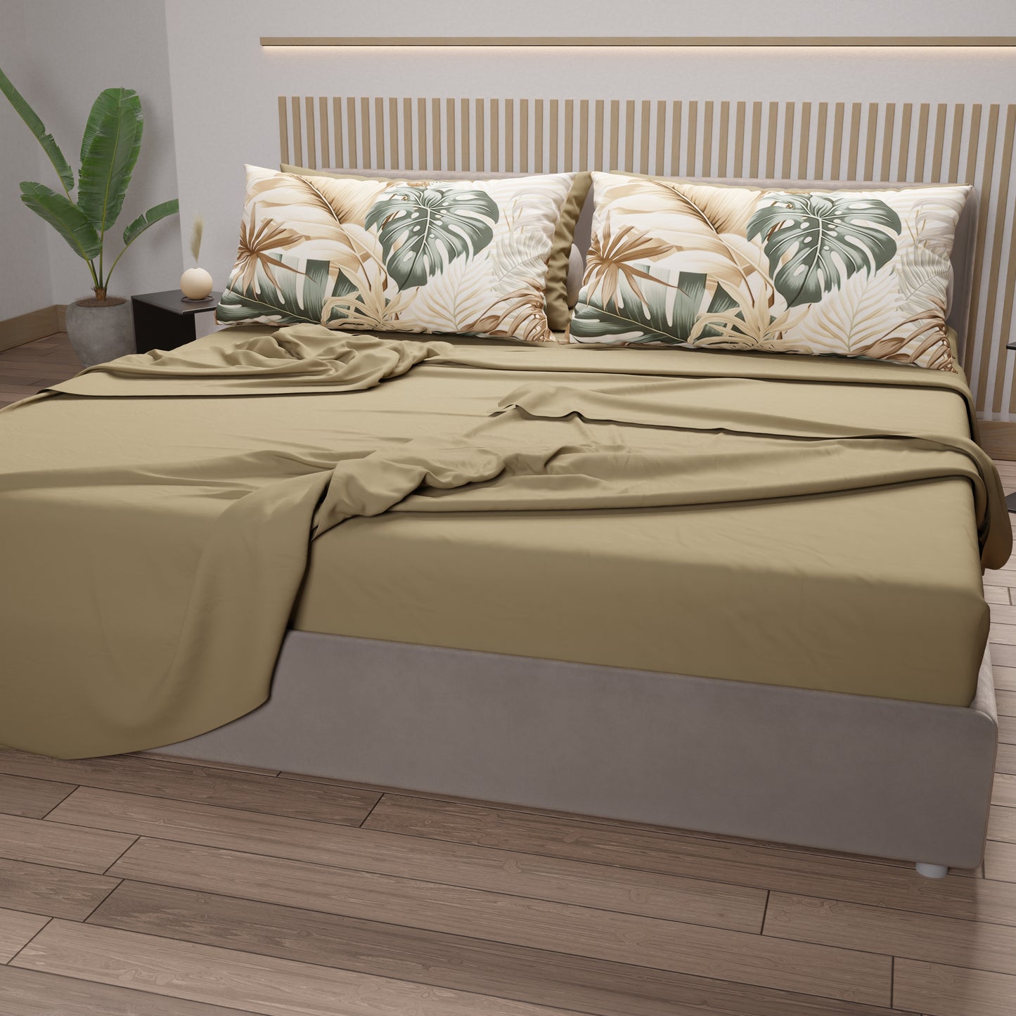 Draps en coton, parure de lit avec taies d'oreiller à impression numérique tropicale 101